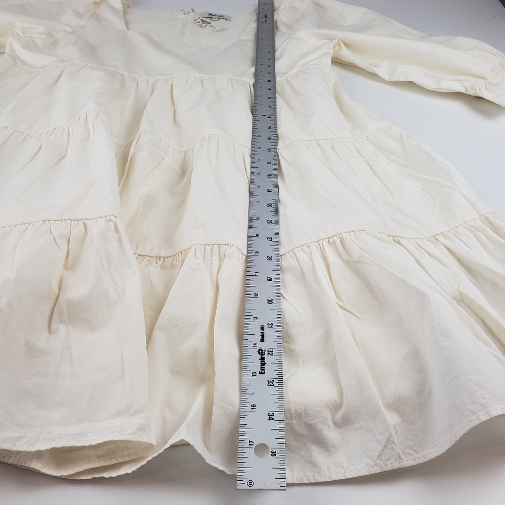 Madewell NWT Poplin Lizzie Babydoll Dress 12 Puffed Sleeves-Tiered Lighthouse - Picture 12 of 15